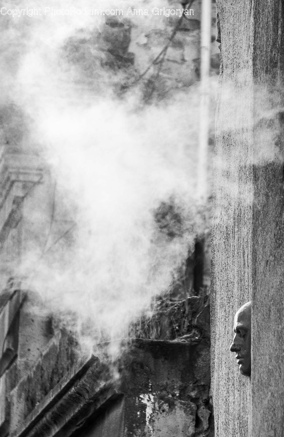 Smoke, Nature, Outdoors, Person, Human