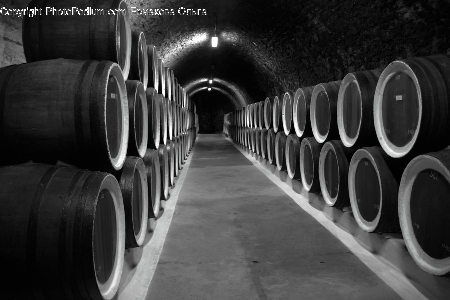 Barrel, Keg, Corridor, Building, Cylinder