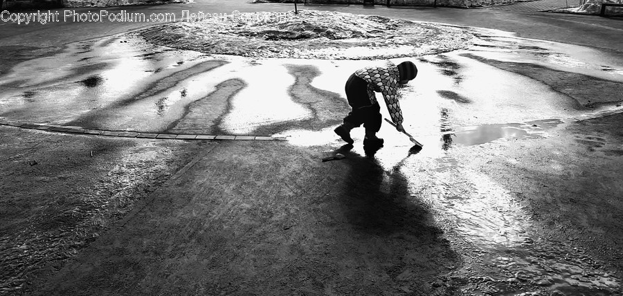 Human, Person, Puddle, Silhouette, Asphalt