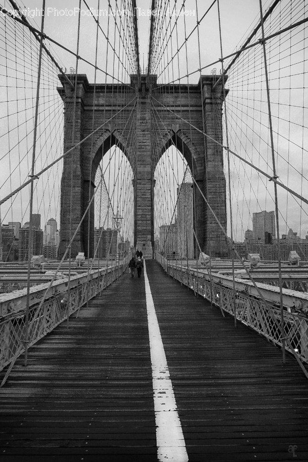 Building, Bridge, Person, Human, Suspension Bridge