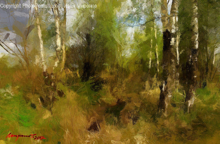 Painting, Art, Plant, Tree, Tree Trunk