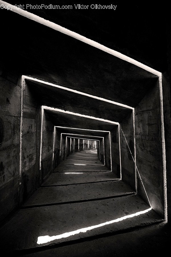 Corridor, Tunnel, Bunker, Building, Lighting