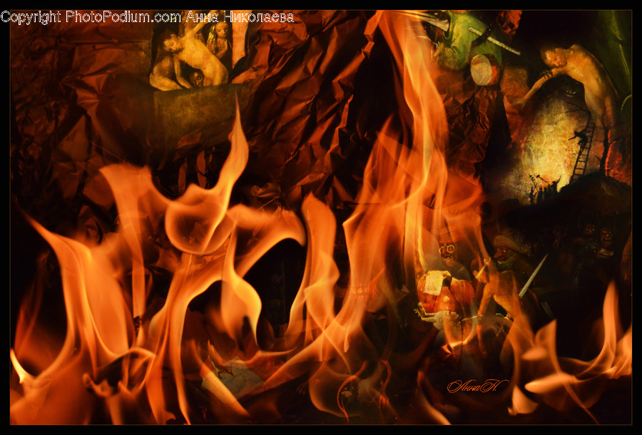 Fire, Flame, Bonfire, Fireplace, Indoors