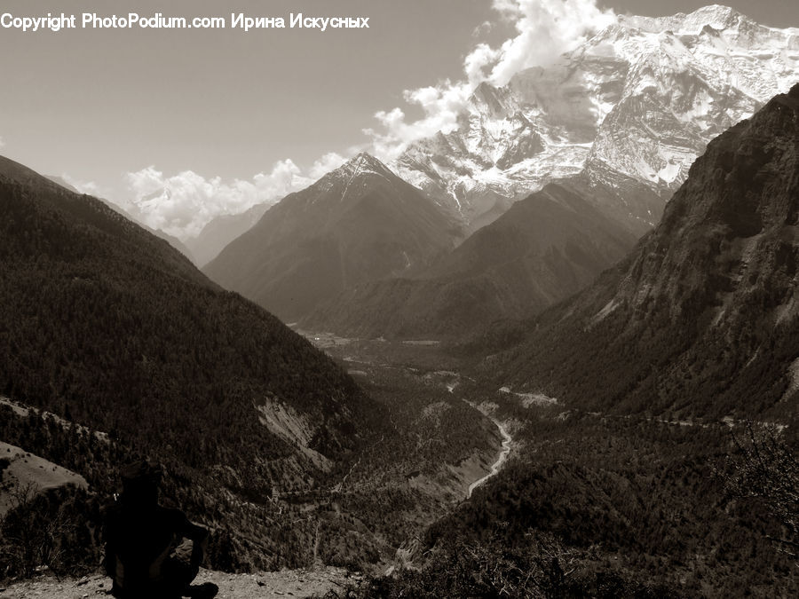 Alps, Crest, Mountain, Peak, Outdoors, Valley, Path