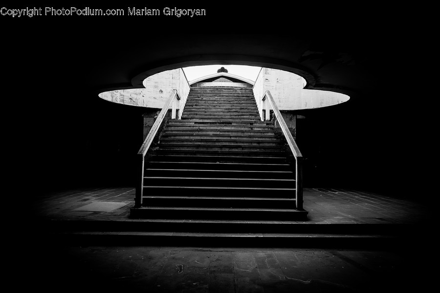 Handrail, Banister, Staircase, Lighting, Silhouette