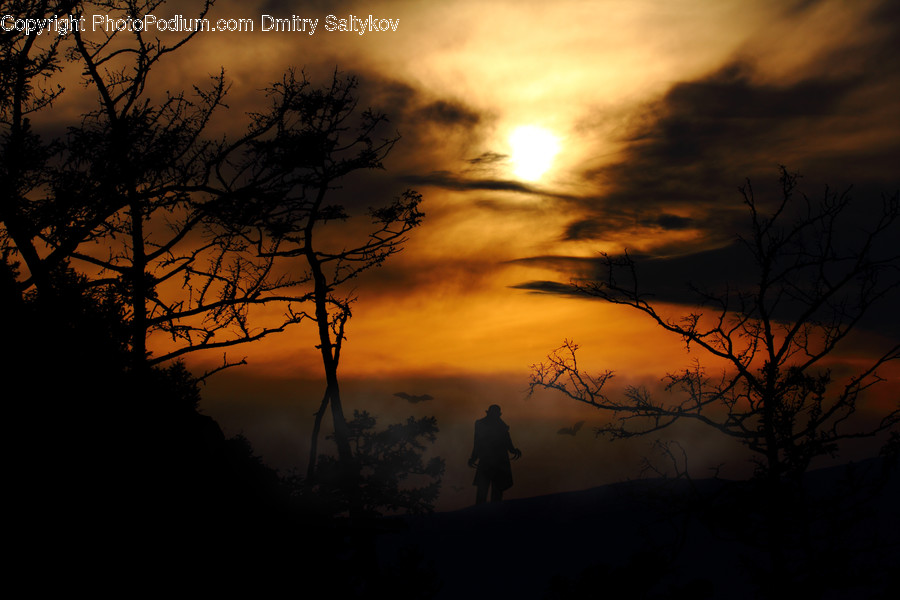 Nature, Outdoors, Dawn, Sunset, Red Sky