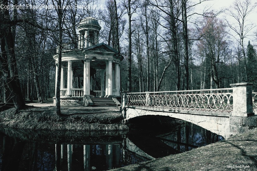 Gazebo, Building, Bridge
