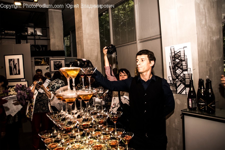 Person, Human, Pub, Bar Counter, Glass