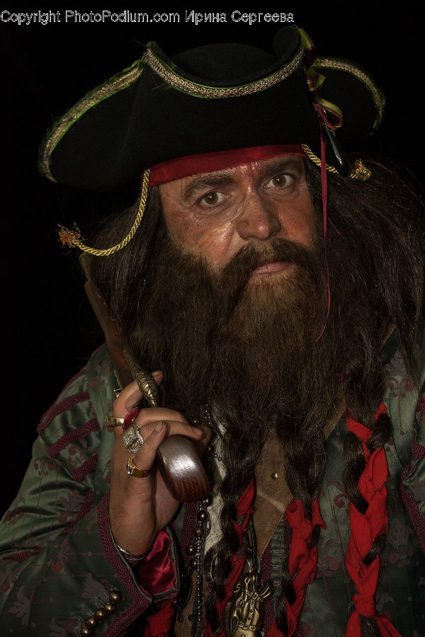 Person, Human, Face, Beard, Pirate