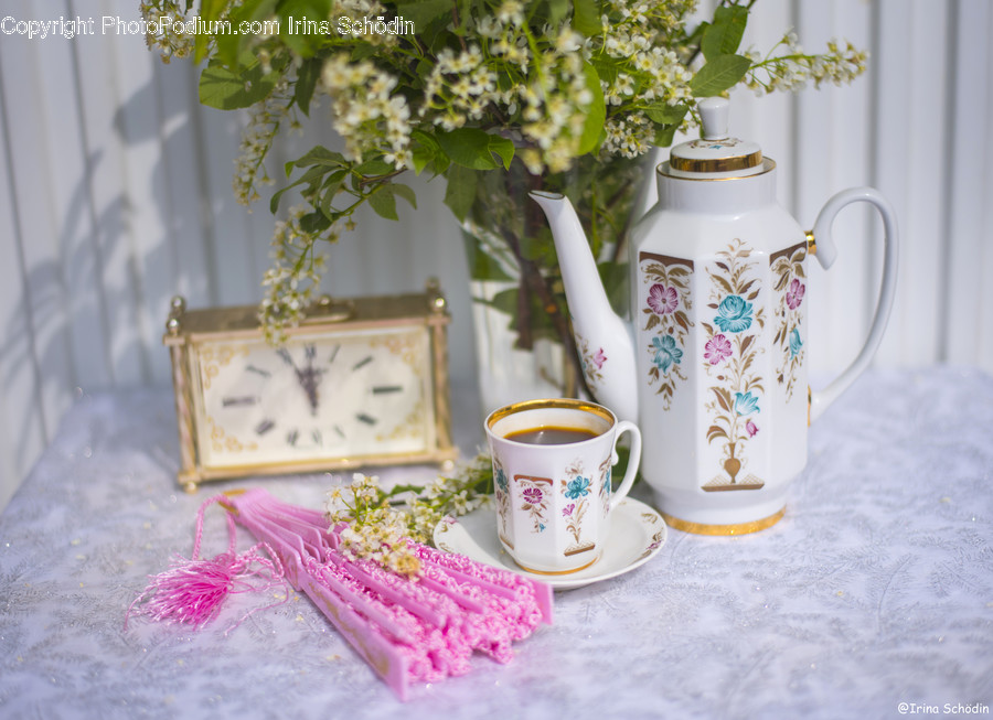 Pottery, Plant, Jug, Saucer, Porcelain