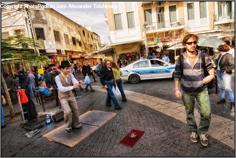 People, Person, Human, Car, Police Car, Vehicle, Carnival