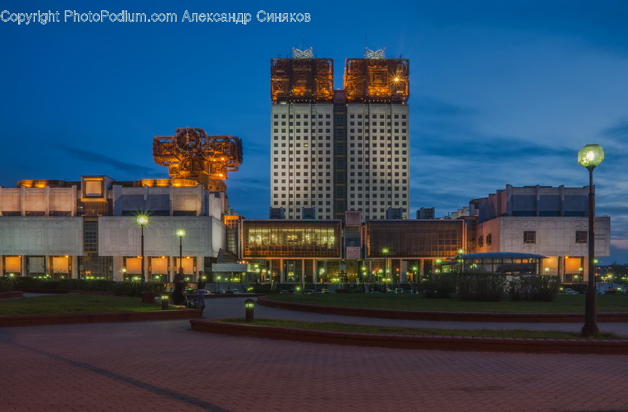 Downtown, City, Urban, Building, Town