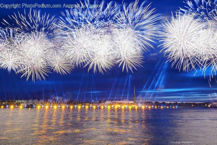 Nature, Outdoors, Night, Fireworks, Water