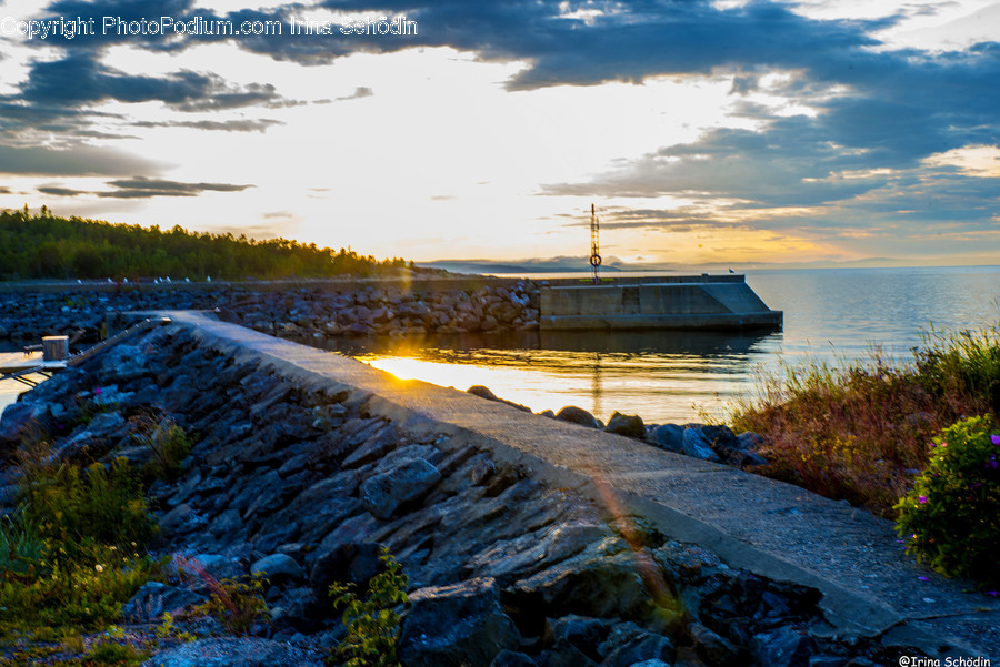 Water, Flare, Light, Waterfront, Port