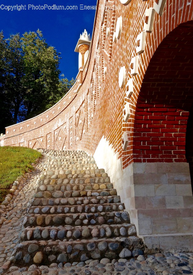 Walkway, Path, Brick, Flagstone, Wood