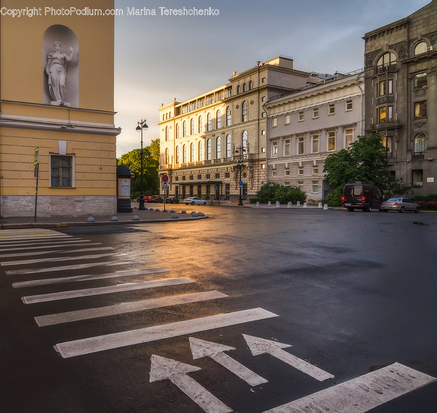 Road, Tarmac, Asphalt, Zebra Crossing, Town