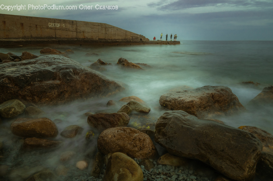 Promontory, Water, Person, Human, Nature