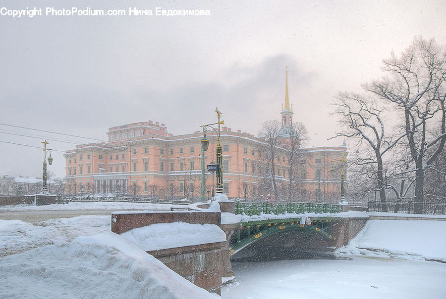 Architecture, Spire, Steeple, Tower, Bridge, Ice, Outdoors