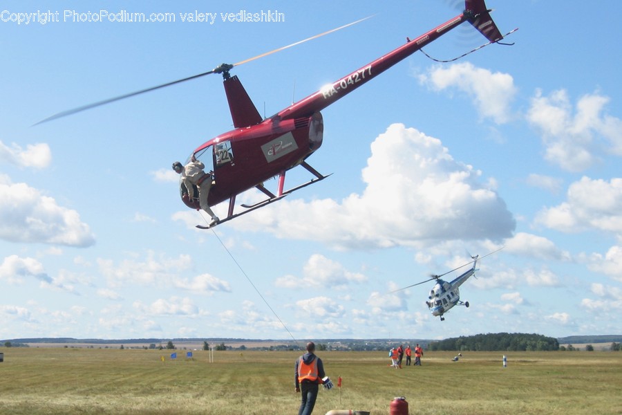 Vehicle, Helicopter, Transportation, Aircraft, Person