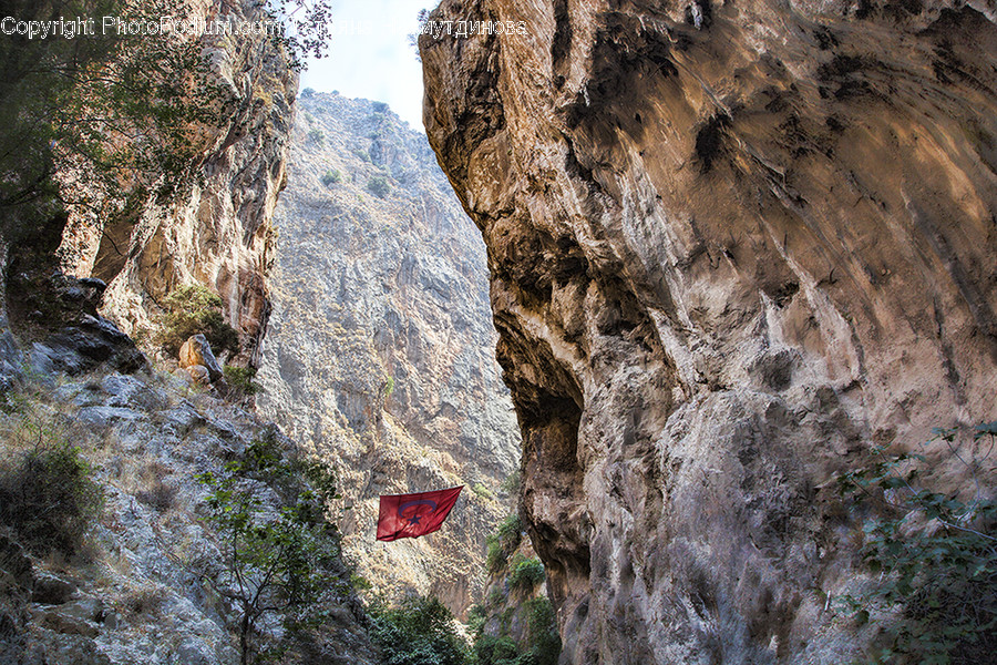 Outdoors, Cliff, Nature, Flag, Symbol