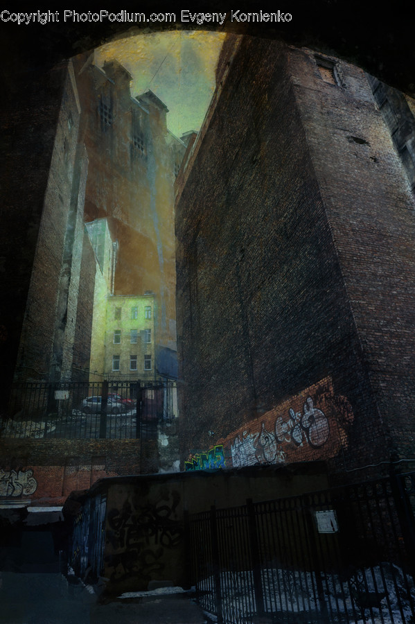 Painting, Art, Walkway, Path, Building