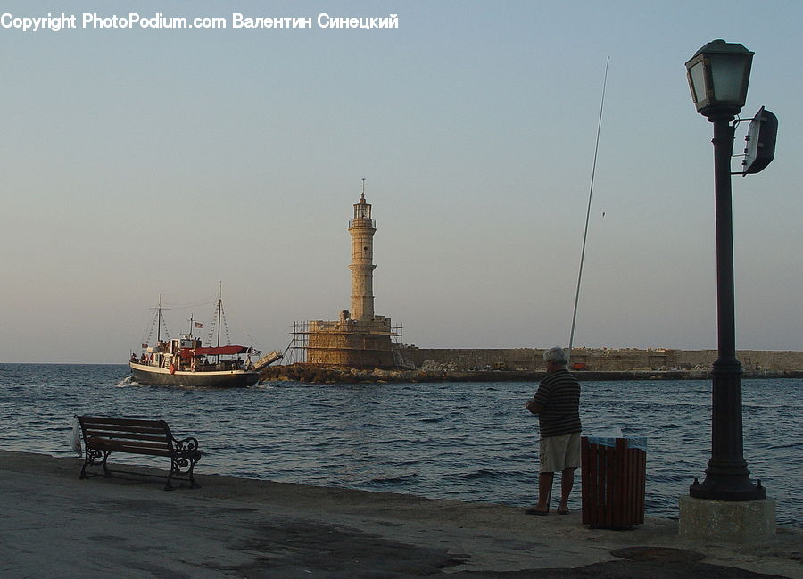Boat, Watercraft, Beacon, Building, Lighthouse, Water Tower, Barge
