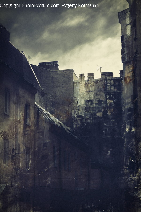 Ruins, Building, Architecture, Art, Painting