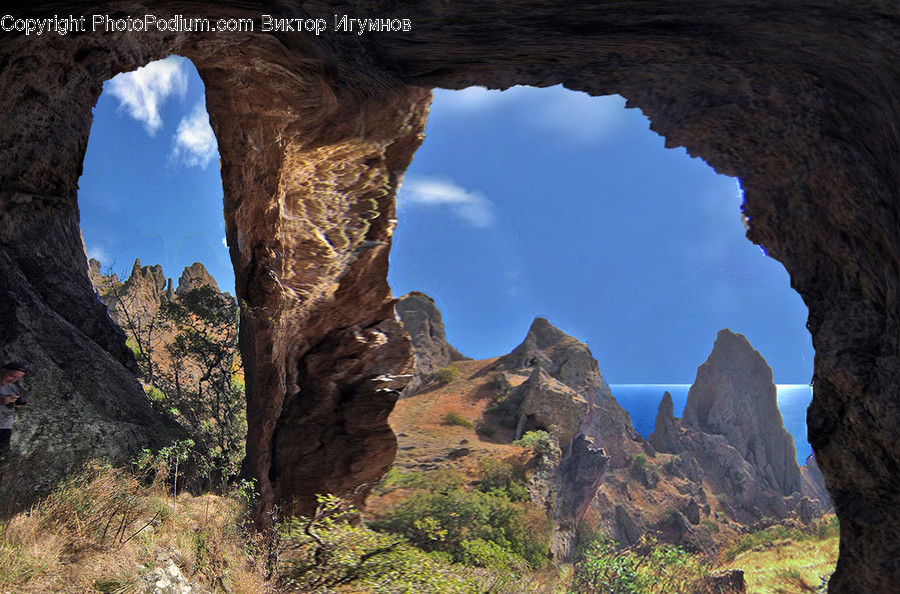 Nature, Outdoors, Cave, Mesa, Human