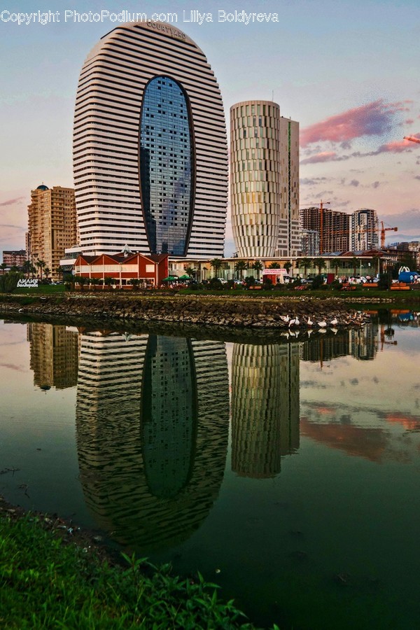 Town, Building, Urban, City, Office Building