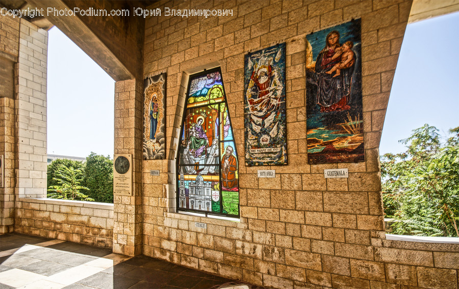 Art, Stained Glass, Person, Human, Flagstone
