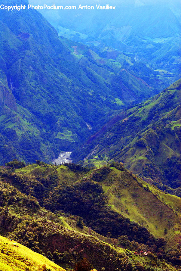 Mountain, Outdoors, Valley, Field, Grass, Grassland, Land