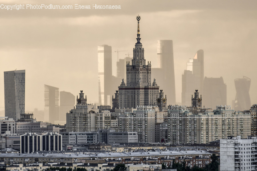 Town, Building, Urban, City, Office Building