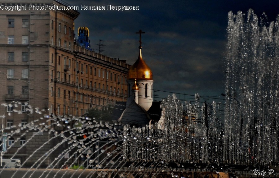 Water, Fountain, Building, Architecture, Tower