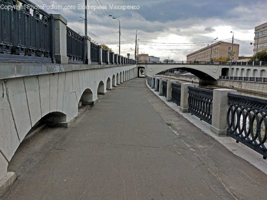 Road, Bridge, Building, Railing, Path