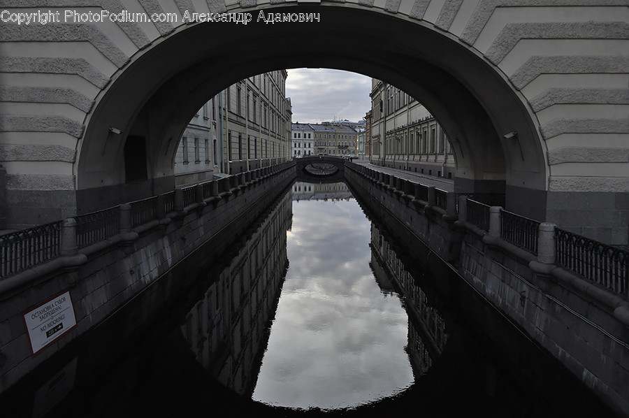Bridge, Building, Water, Outdoors, Canal