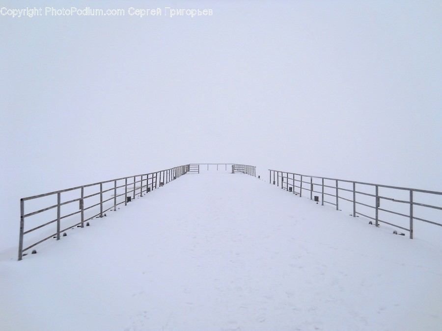Banister, Handrail, Nature, Outdoors, Snow
