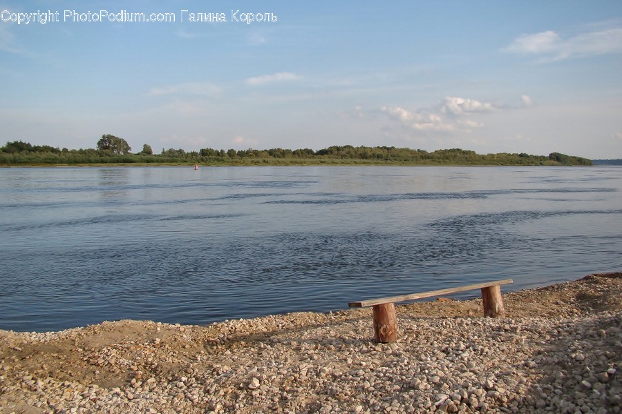 Furniture, Bench, Water, Outdoors, Nature