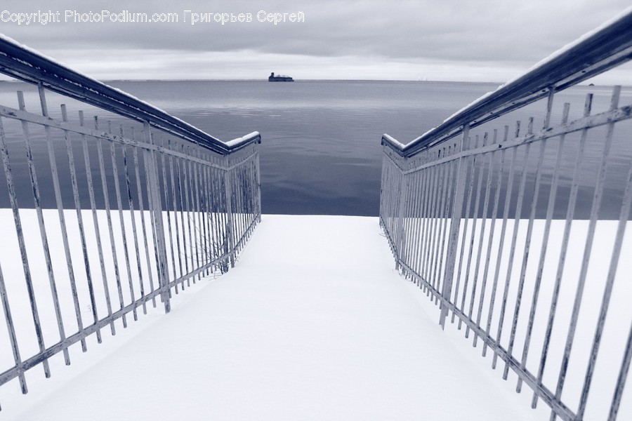 Banister, Handrail, Railing, Ice, Nature