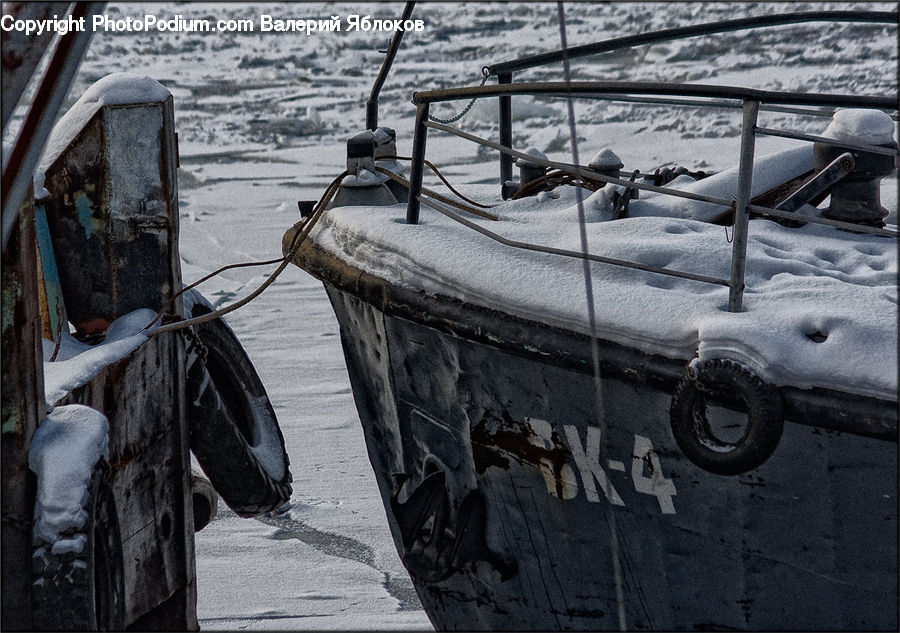 Bench, Boat, Dinghy, Ice, Outdoors, Snow, Brick