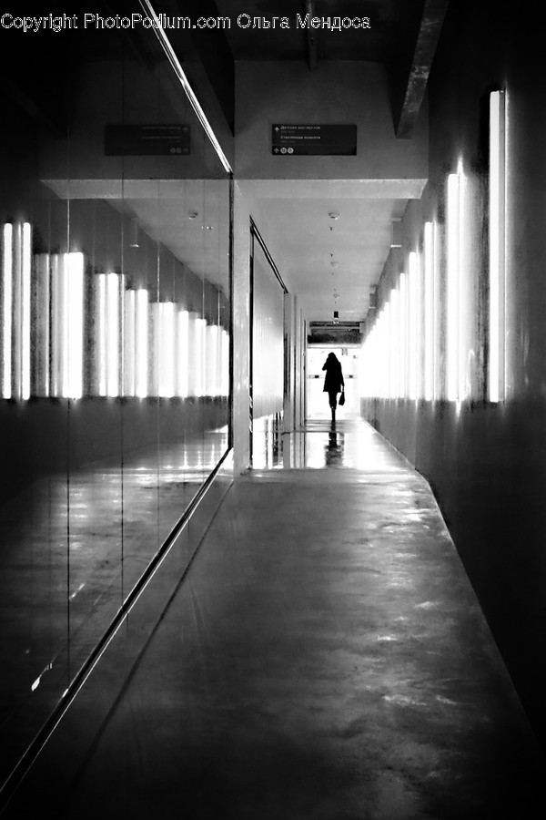 Corridor, Floor, Flooring, Person, Human