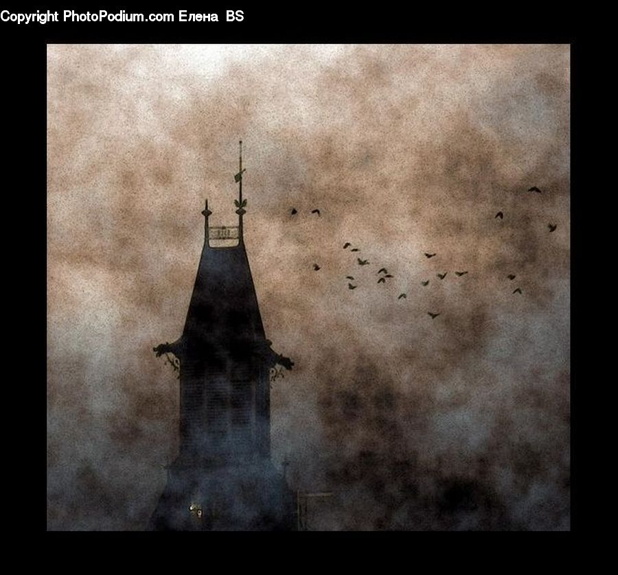 Apron, Collage, Poster, Architecture, Bell Tower, Clock Tower, Tower