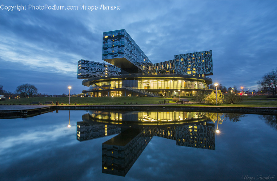 Building, Architecture, Office Building, Convention Center, Water