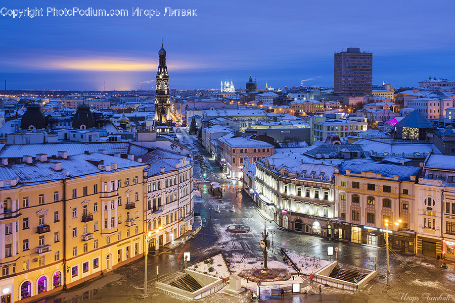 Town, Downtown, Building, City, Urban