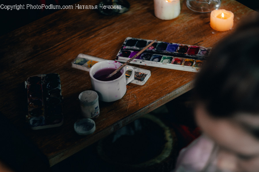 Cup, Coffee Cup, Human, Person, Candle