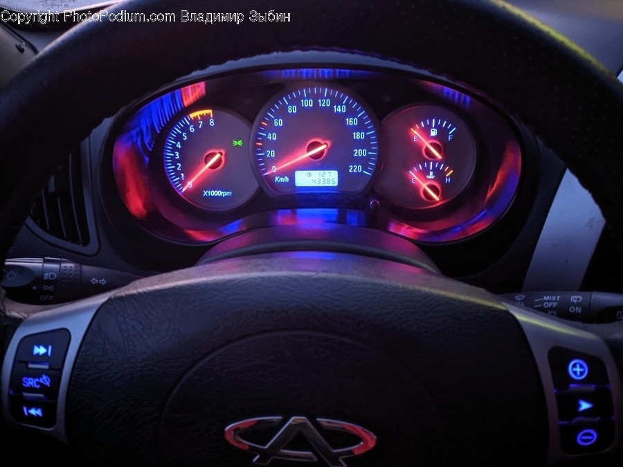 Wristwatch, Gauge, Tachometer, Steering Wheel