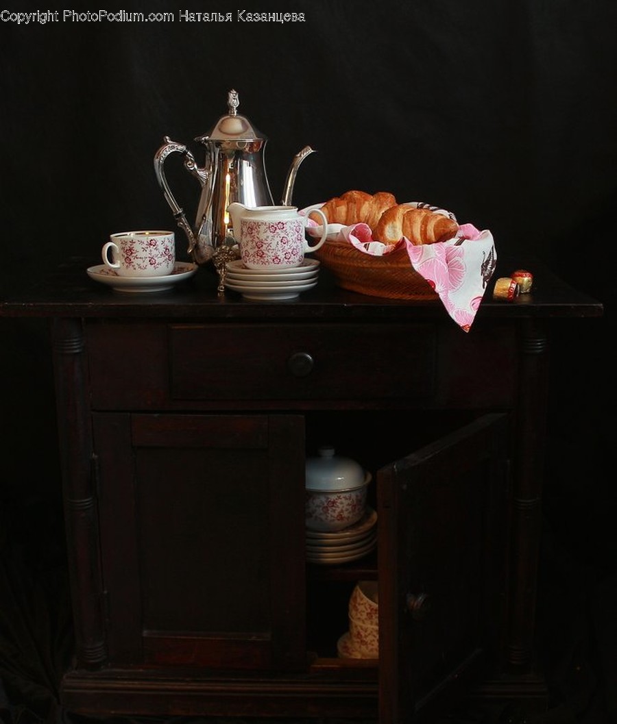 Furniture, Pottery, Pot, Teapot, Cabinet