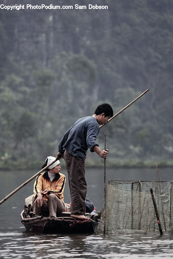 People, Person, Human, Boat, Watercraft, Fishing, Canoe
