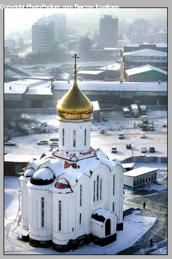 Architecture, Bell Tower, Clock Tower, Tower, Dome, Ice, Outdoors
