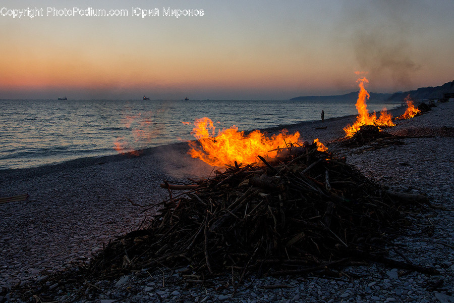 Fire, Flame, Bonfire, Promontory
