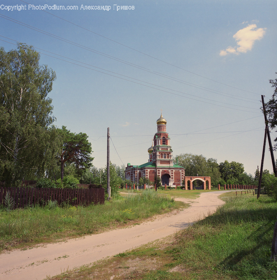 Cable, Power Lines, Building, Electric Transmission Tower, Spire